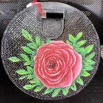 Hand Painted Bag- Round Black 9973