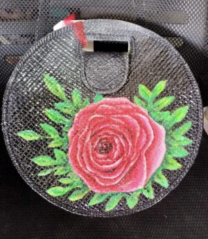 Hand Painted Bag- Round Black 9973